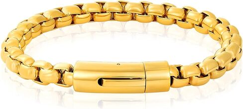 Invicta Bracelet for Men, Stainless Steel Chain Jewelry, Polished Box Links, 8mm, 9" in Saudi Arabia