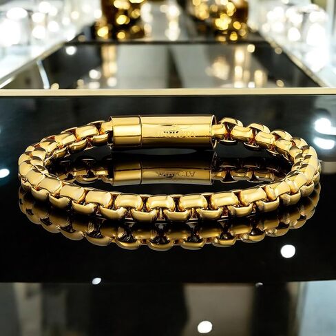 Invicta Bracelet for Men, Stainless Steel Chain Jewelry, Polished Box Links, 8mm, 9" in Saudi Arabia