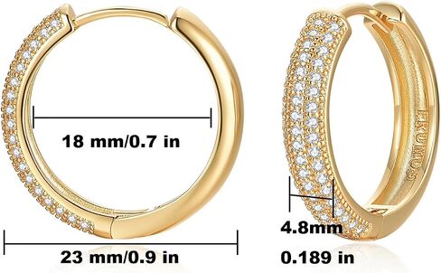 Gold Earrings for Women Girls,14K Gold Plated Hoop Earrings with 925 Sterling Silver Post Cubic Zirconia Stud Earring Huggie Hoops Earrings in Kuwait