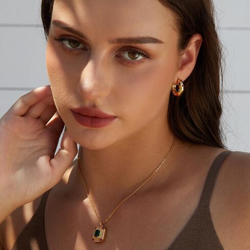 Gold Earrings for Women Girls,14K Gold Plated Hoop Earrings with 925 Sterling Silver Post Cubic Zirconia Stud Earring Huggie Hoops Earrings in Kuwait