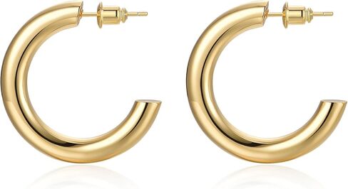Gold Earrings for Women Girls,14K Gold Plated Hoop Earrings with 925 Sterling Silver Post Cubic Zirconia Stud Earring Huggie Hoops Earrings in Kuwait