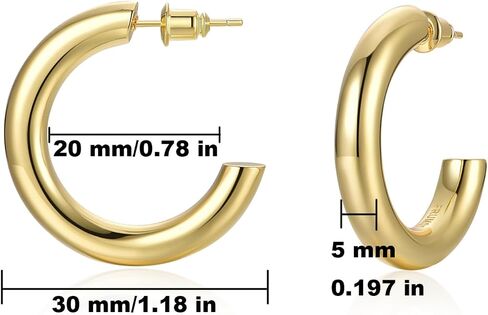 Gold Earrings for Women Girls,14K Gold Plated Hoop Earrings with 925 Sterling Silver Post Cubic Zirconia Stud Earring Huggie Hoops Earrings in Kuwait