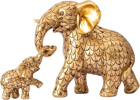 Vintage Gold Elephant Statue.Elephant Figurines Inspiring Good Luck,Health.Unique Elephant Gifts for Women,Moms.Elephant Home Decor Ornaments for Living Room,Bookshelf,Table Centerpiece,Office in Kuwait