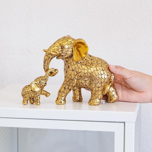 Vintage Gold Elephant Statue.Elephant Figurines Inspiring Good Luck,Health.Unique Elephant Gifts for Women,Moms.Elephant Home Decor Ornaments for Living Room,Bookshelf,Table Centerpiece,Office in Kuwait