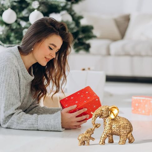 Vintage Gold Elephant Statue.Elephant Figurines Inspiring Good Luck,Health.Unique Elephant Gifts for Women,Moms.Elephant Home Decor Ornaments for Living Room,Bookshelf,Table Centerpiece,Office in Kuwait