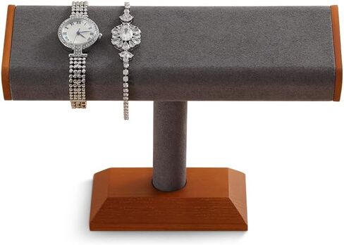 Wood Watch Stand，Watches Display Stands，Jewelry Organizer Holder，Bracelet Bangle Storage Rack（Grey） in Saudi Arabia