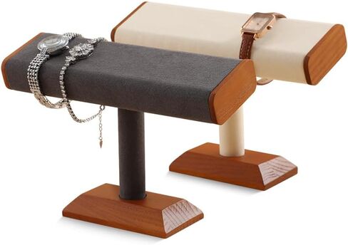 Wood Watch Stand，Watches Display Stands，Jewelry Organizer Holder，Bracelet Bangle Storage Rack（Grey） in Saudi Arabia