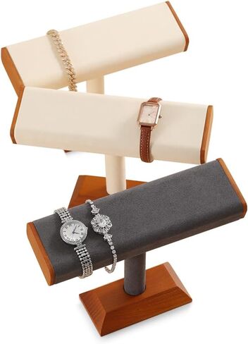Wood Watch Stand，Watches Display Stands，Jewelry Organizer Holder，Bracelet Bangle Storage Rack（Grey） in Saudi Arabia