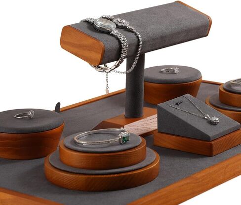 Wood Watch Stand，Watches Display Stands，Jewelry Organizer Holder，Bracelet Bangle Storage Rack（Grey） in Saudi Arabia