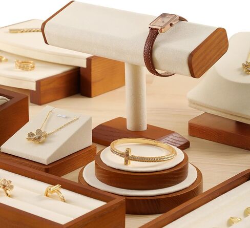 Wood Watch Stand，Watches Display Stands，Jewelry Organizer Holder，Bracelet Bangle Storage Rack（Grey） in Saudi Arabia