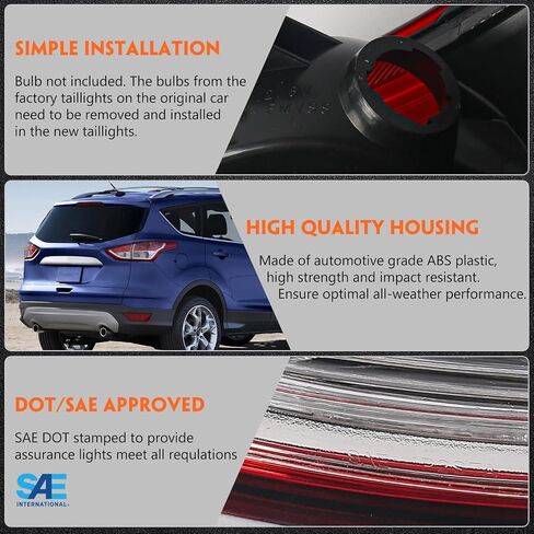 FIONE Tail Light Assembly Compatible with 2013 2014 2015 2016 Ford Escape Rear Light Brake Lamp Taillight without Bulb Left Driver Side LH in Saudi Arabia