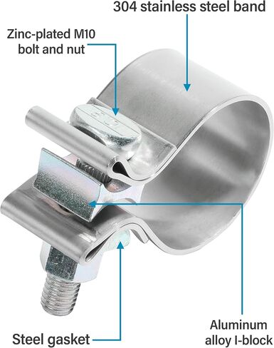 Zlirfy Universal Exhaust Clamp,1.75" 2.0" 2.25" 2.5" 3.0" Narrow Exhaust Band Seal Clamp,Stainless Steel Muffler Band Clamp Narrow Band Clamp,Used for Exhaust Tip,Exhaust Manifold (3.0 inch) in Saudi Arabia