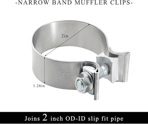 2pcs 1.75 بوصة المشبك العادم ، مشبك كاتم الصوت الضيق في مفصل الضيق لأنبوب العادم 1-3/4 بوصة ، مشابك كاتم الصوت الفولاذ المقاوم للصدأ لإصلاح نظام المحول الحفاز in Kuwait