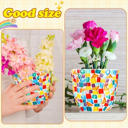Tioncy 2 مجموعة DIY زهرية فسيفساء عدة للبالغين هدية، DIY فسيفساء الفنون والحرف مجموعات مع زهرية زهرة فسيفساء الملحقات الفن عدة لعيد الميلاد غرفة ديكور عشاق الأعمال الفنية اليدوية in Saudi Arabia