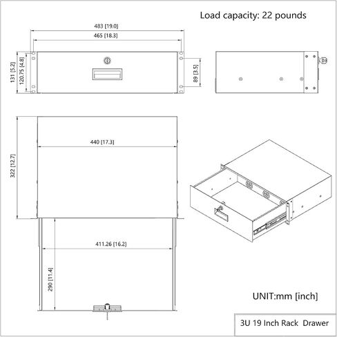 QiaoYoubang 2U Server Cabinet Case 19 Inch Rack Mount Lockable Drawer with Key, 12.6 Inch Depth in Saudi Arabia