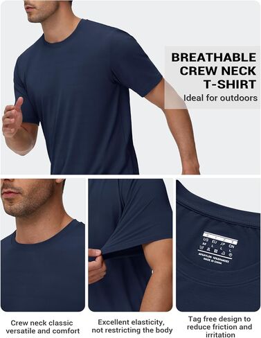 TACVASEN Men's Lightweight Athletic T-Shirts Quick Dry Workout Gym Tops Short Sleeve Running Tee Shirt Performance Activewear in Saudi Arabia