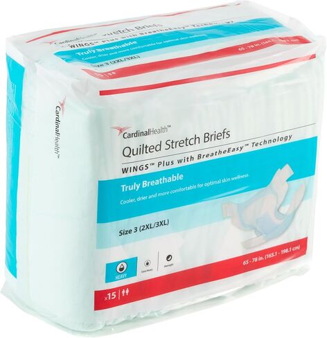 Cardinal Health™ Wings™ Plus Quilted Stretch Brief with BreatheEasy™ Technology, Size 2 (L/XL), Bag of 15 in Saudi Arabia