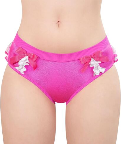 Littleforbig Women's Ladies Soft Underwear Comfortable Hipster Briefs Pretty Satin Over Ruffled Lace Bow Panties in Saudi Arabia