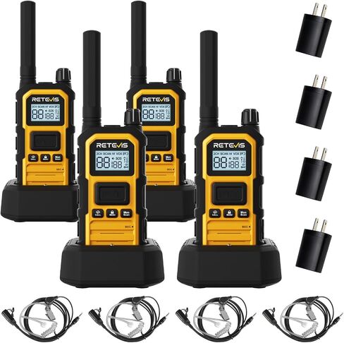 Retevis RB48 Plus Walkie Talkies for Adults, 5W GMRS Waterproof 2 Way Radio Long Range, Heavy Duty Rechargable Two Way Radios, Group Call, Dual PTT, Vibration Alert, NOAA(4 Pack) in Saudi Arabia