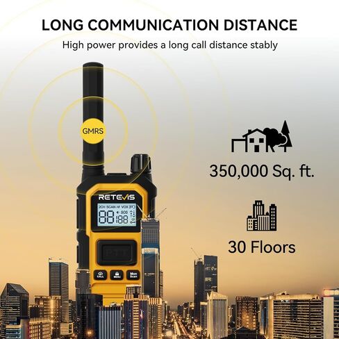 Retevis RB48 Plus Walkie Talkies for Adults, 5W GMRS Waterproof 2 Way Radio Long Range, Heavy Duty Rechargable Two Way Radios, Group Call, Dual PTT, Vibration Alert, NOAA(4 Pack) in Saudi Arabia