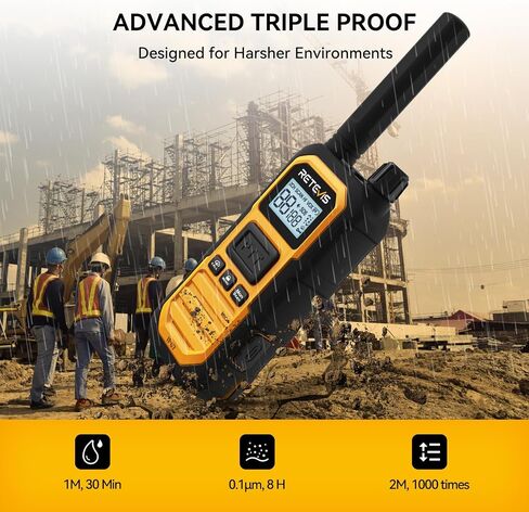 Retevis RB48 Plus Walkie Talkies for Adults, 5W GMRS Waterproof 2 Way Radio Long Range, Heavy Duty Rechargable Two Way Radios, Group Call, Dual PTT, Vibration Alert, NOAA(4 Pack) in Saudi Arabia