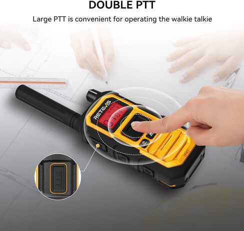 Retevis RB48 Plus Walkie Talkies for Adults, 5W GMRS Waterproof 2 Way Radio Long Range, Heavy Duty Rechargable Two Way Radios, Group Call, Dual PTT, Vibration Alert, NOAA(4 Pack) in Saudi Arabia