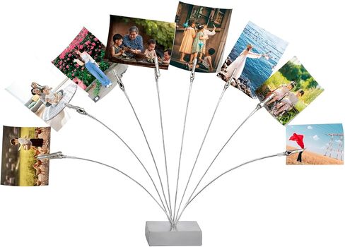 Photo Cube Base, 8-Branch Money Trees Gift Card Holder with Clips, Picture Stand for Christmas, Wedding, Greeting, Birthday Party, Gift - Silver in Kuwait