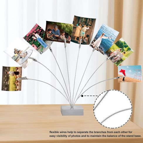 Photo Cube Base, 8-Branch Money Trees Gift Card Holder with Clips, Picture Stand for Christmas, Wedding, Greeting, Birthday Party, Gift - Silver in Kuwait