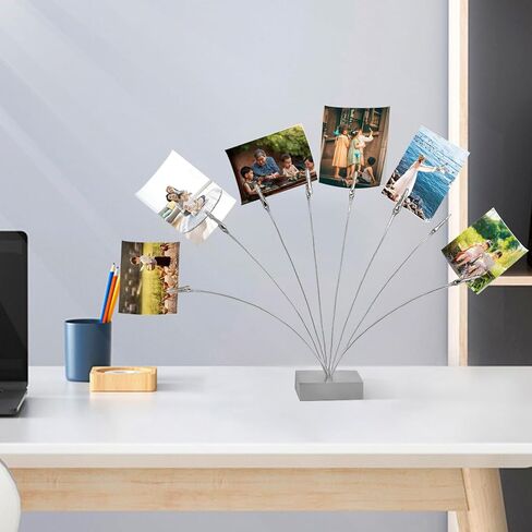 Photo Cube Base, 8-Branch Money Trees Gift Card Holder with Clips, Picture Stand for Christmas, Wedding, Greeting, Birthday Party, Gift - Silver in Kuwait