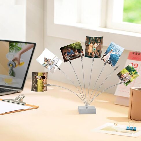 Photo Cube Base, 8-Branch Money Trees Gift Card Holder with Clips, Picture Stand for Christmas, Wedding, Greeting, Birthday Party, Gift - Silver in Kuwait