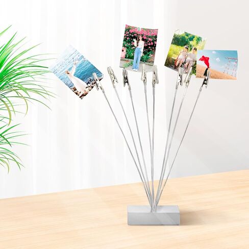 Photo Cube Base, 8-Branch Money Trees Gift Card Holder with Clips, Picture Stand for Christmas, Wedding, Greeting, Birthday Party, Gift - Silver in Kuwait