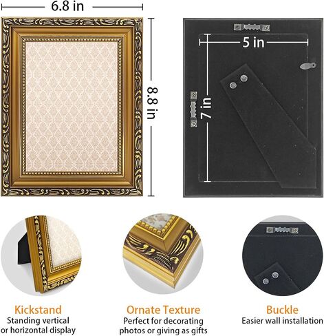 5x7 Picture Frame Gold - Vintage Picture Frames And Tabletop Display, Ornate Photo Frame for Poster in Saudi Arabia