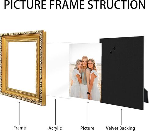 5x7 Picture Frame Gold - Vintage Picture Frames And Tabletop Display, Ornate Photo Frame for Poster in Saudi Arabia