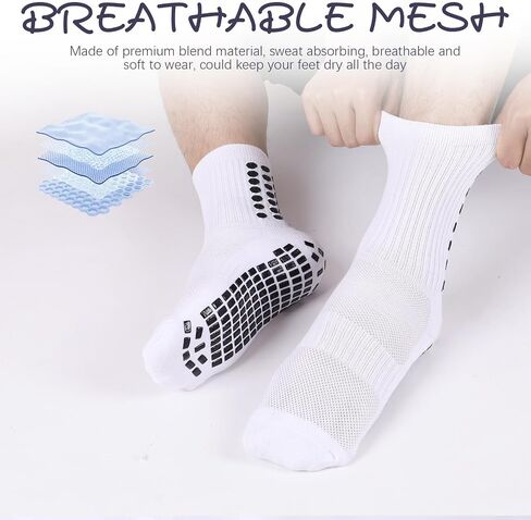 6 Pairs Grip Soccer Socks Colorful Non Slip Sports Football Basketball Hospital Yoga Socks for Men Women in Saudi Arabia