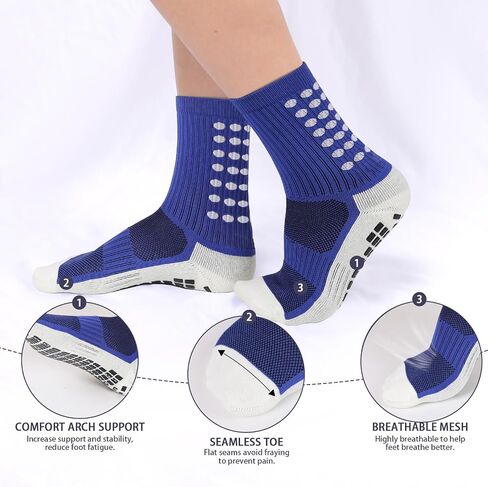 6 Pairs Grip Soccer Socks Colorful Non Slip Sports Football Basketball Hospital Yoga Socks for Men Women in Saudi Arabia