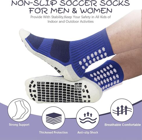 6 Pairs Grip Soccer Socks Colorful Non Slip Sports Football Basketball Hospital Yoga Socks for Men Women in Saudi Arabia