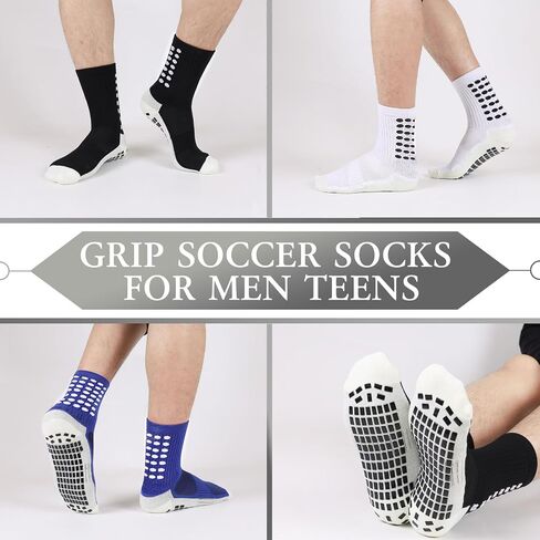 6 Pairs Grip Soccer Socks Colorful Non Slip Sports Football Basketball Hospital Yoga Socks for Men Women in Saudi Arabia