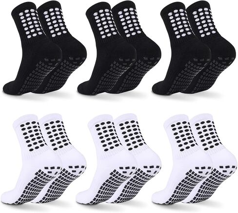 6 Pairs Grip Soccer Socks Colorful Non Slip Sports Football Basketball Hospital Yoga Socks for Men Women in Saudi Arabia