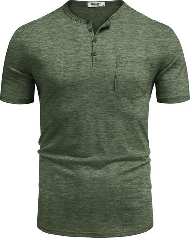 COOFANDY Mens Henley Shirts Short Sleeve Casual T Shirt Plain Slim Fit Henley Stylish Summer Tee Shirts with Pocket in Saudi Arabia