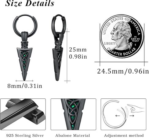 MEDWISE Arrowhead هوب أقراط للرجال النساء 925 الفضة الاسترليني السهم هوب أقراط سلتيك عقدة أقراط الفايكنج أقراط هوب أقراط الشرير الهيب البوب ​​مجوهرات للرجال النساء in Saudi Arabia