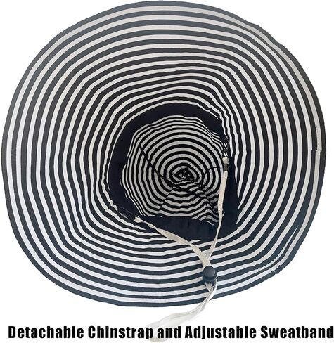 Women Wide Brim Sun Hat Striped Beach Hat UPF 50+ UV Sun Protection Foldable Elegant Holiday Bucket hat in Kuwait