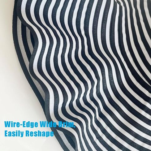 Women Wide Brim Sun Hat Striped Beach Hat UPF 50+ UV Sun Protection Foldable Elegant Holiday Bucket hat in Kuwait