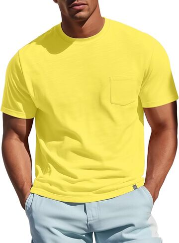 Zengjo Mens Pocket T قمصان قصيرة الأكمام قطن القطن in Kuwait