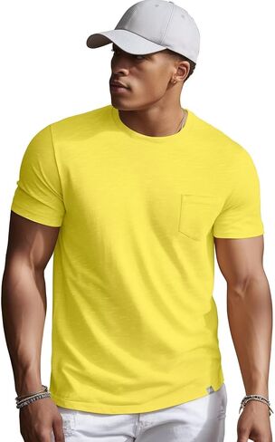 Zengjo Mens Pocket T قمصان قصيرة الأكمام قطن القطن in Kuwait