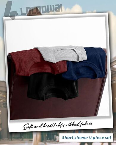 4 Pack Men's Short Sleeve T Shirts Crewneck Ribbed Knit Slim Fit Tops Basic Muscle Tee Shirts in Saudi Arabia