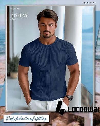 4 Pack Men's Short Sleeve T Shirts Crewneck Ribbed Knit Slim Fit Tops Basic Muscle Tee Shirts in Saudi Arabia