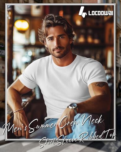 4 Pack Men's Short Sleeve T Shirts Crewneck Ribbed Knit Slim Fit Tops Basic Muscle Tee Shirts in Saudi Arabia