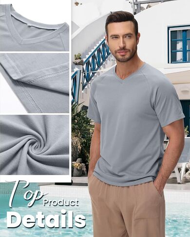 Neer 3 Pack Men's Big and Tall V Neck T-Shirts M-7X, 35% Cotton Short Sleeve Raglan Tops Casual Regular Summer Basic Tees in Saudi Arabia
