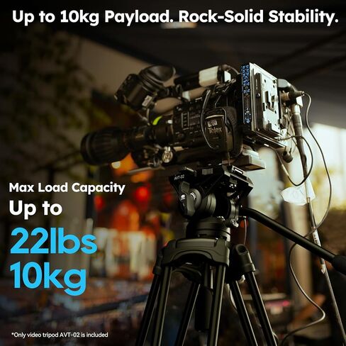 SIRUI AM-25S Video Tripod, 74.8" Professional Heavy Duty Tripod with Adjustable Damping Fluid Head for Camcorder, Cameras, DSLR, 360° Pan & +90°/-75° Tilt, Quick Release Plate, Max Load 22.0lb in Kuwait