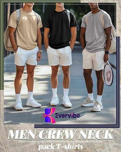 5 Pack Men's Big & Tall Cotton T-Shirts, Short Sleeve Crew Neck Shirts Moisture Wicking Classic Tees Bulk Multipack in Kuwait